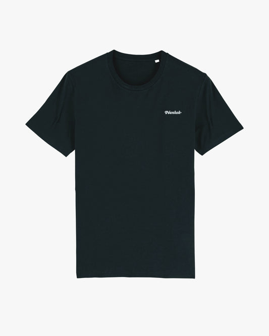 PÉENKOK' | BLACK ORGANIC COTTON SUSTAINABLE FASHION TEE REGULAR FIT PÉENKOK’ IN WHITE PRINTED ON THE FRONT