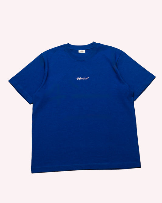 EMBROIDERED ORGANIC COTTON BLUE T-SHIRT