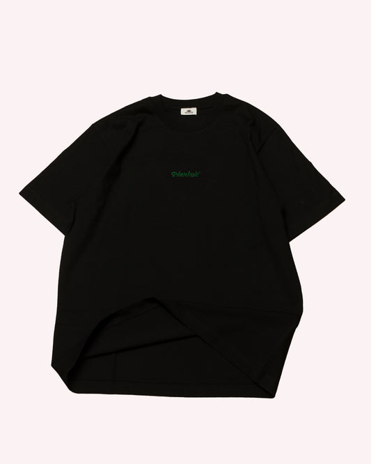 EMBROIDERED ORGANIC COTTON BLACK T-SHIRT