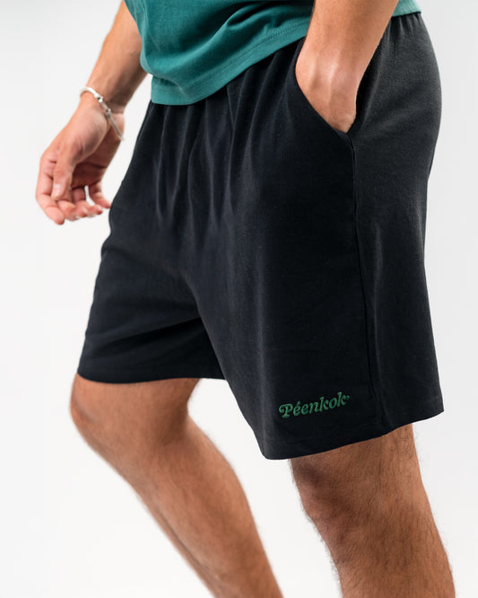 EMBORIDERED ORGANIC COTTON BLACK SHORT